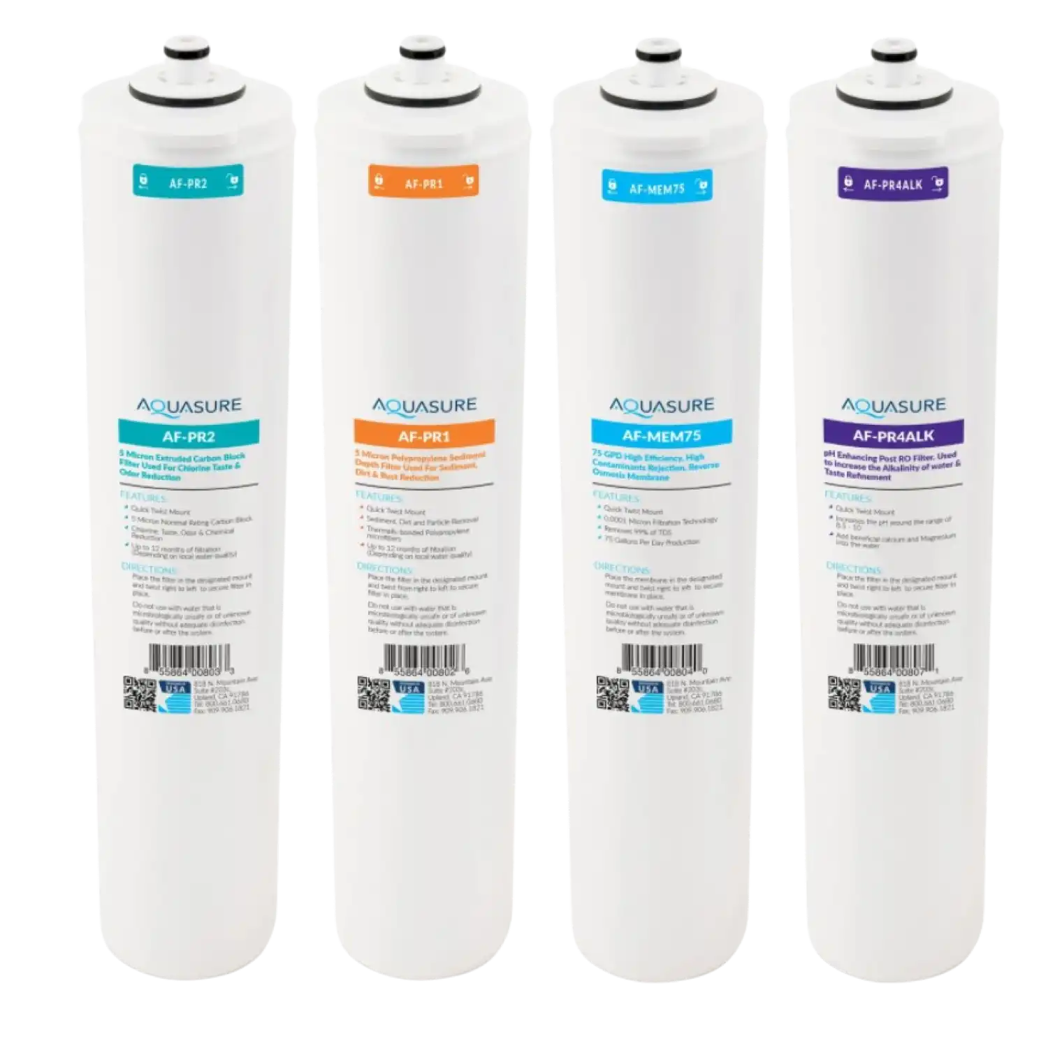 Aquasure AF-CP75ALK Premier Series 4 Stages Replacement Filter 75 GPD Reverse Osmosis Membrane and Post Stage Alkaline Filter New