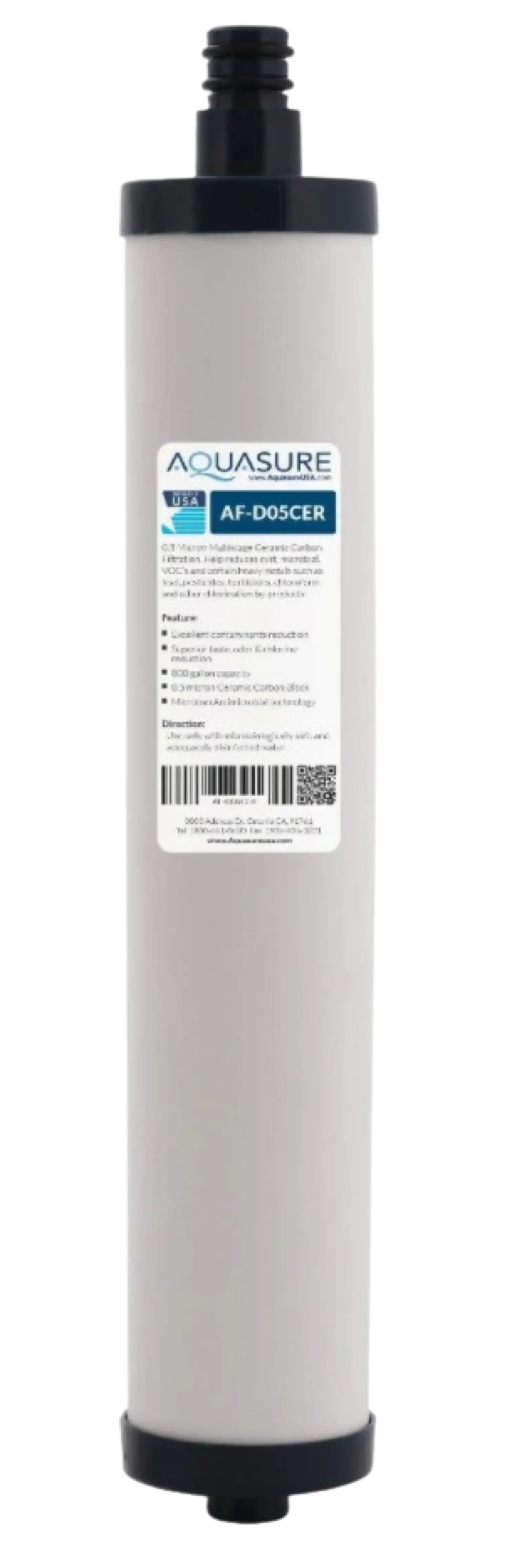Aquasure AF-D05CER Dash Series 0.5 Micron Micro-Ceramic Carbon Block Filter with Microban Anti-Microbial Technology New