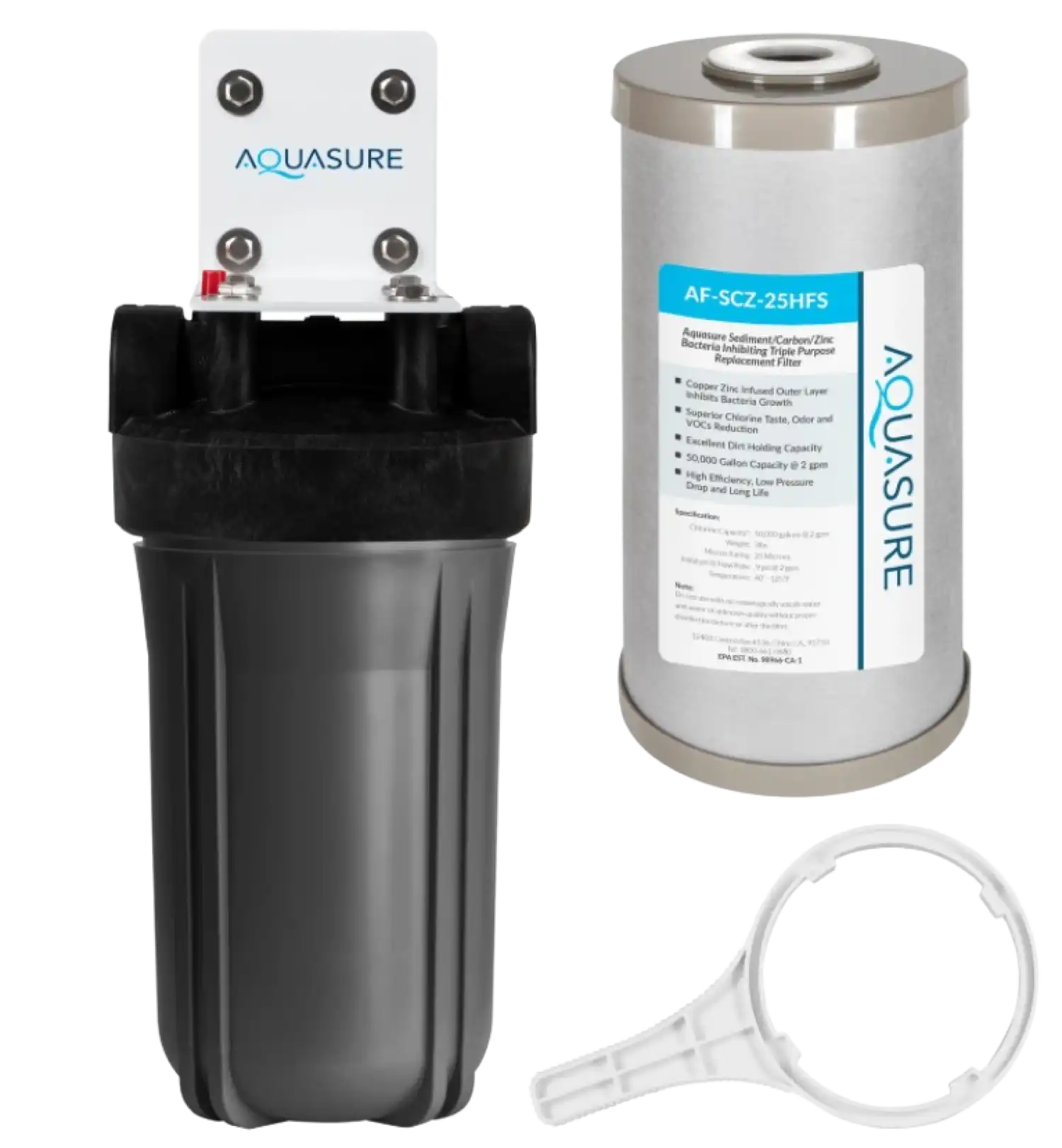Aquasure AS-FS-25SCZ Fortitude V2 Series Small Size High Flow Whole House Triple-Purpose Water Filtration System New