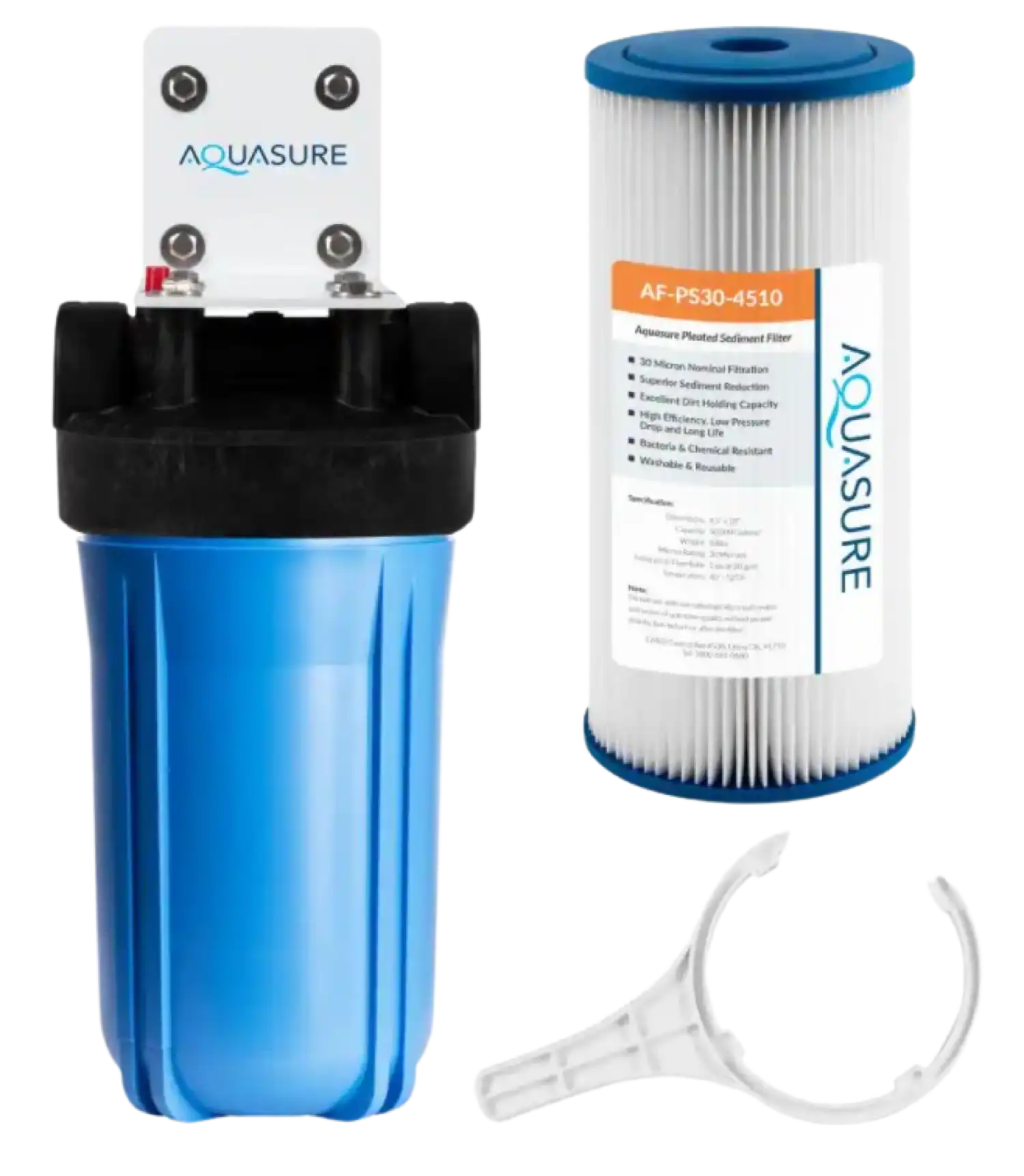 Aquasure AS-F110PS Fortitude V Series 10 Inch High Flow Whole House Pleated Sediment Water Filter 30 Micron New
