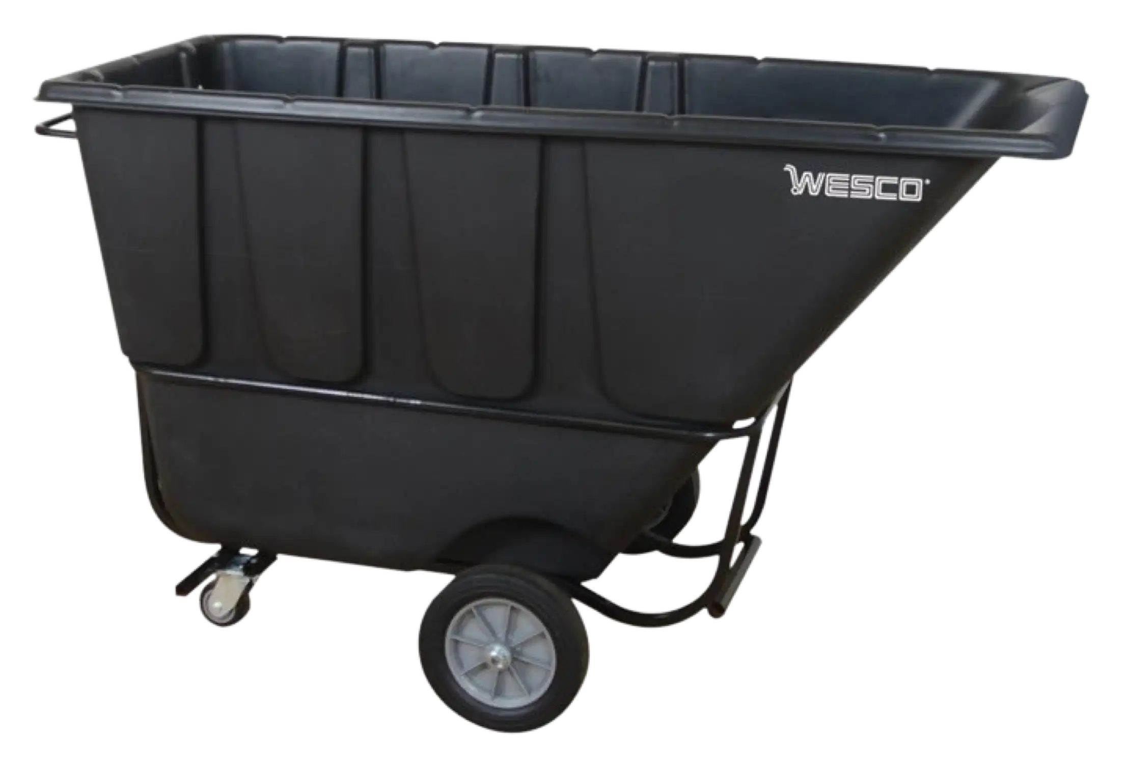 Wesco 272585 1 Cubic Yard Plastic Poly Tilt Cart Fork Liftable 1250 lbs. Capacity Black New