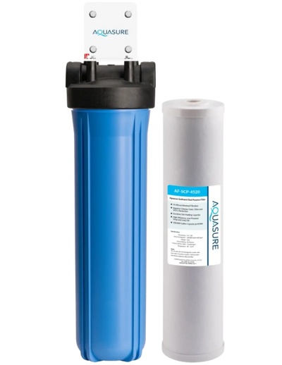 Aquasure AS-F120SCP Fortitude V Series 20 Inch High Flow Whole House Sediment And Carbon Dual Purpose Water Filter New