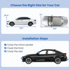 Car cover for 185-inch sedans, featuring UV protection, waterproof material, and mirror pockets for secure fit.