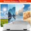 Weather-protective car cover for SUVs, 190 inches, UV-proof, waterproof, with elastic band and reflective strips.