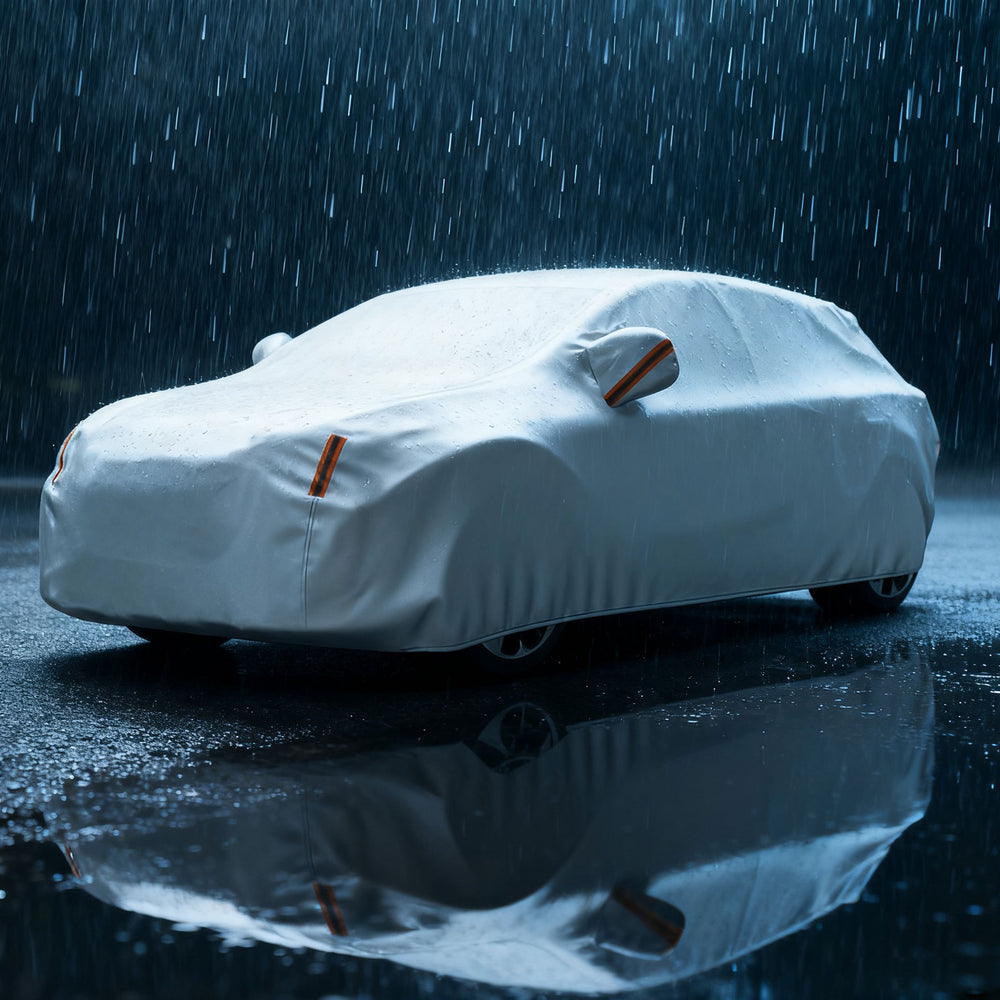 Car cover for SUVs, 200-inch, waterproof and UV-proof, with reflective strips, providing all-year-round protection.