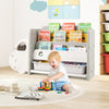 Car themed kids toy storage and bookshelf with rounded corners, featuring a 3-tier bookshelf and toy storage boxes for.