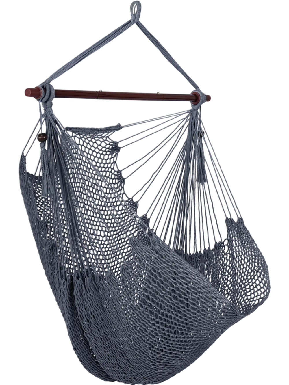 Costway Caribbean Hammock Chair Metal Spreader Bar Woven Rope Swing 72562273 New Gray