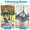 Caribbean hammock chair in gray with metal spreader bar, showcasing sit and lie down modes for versatile relaxation.