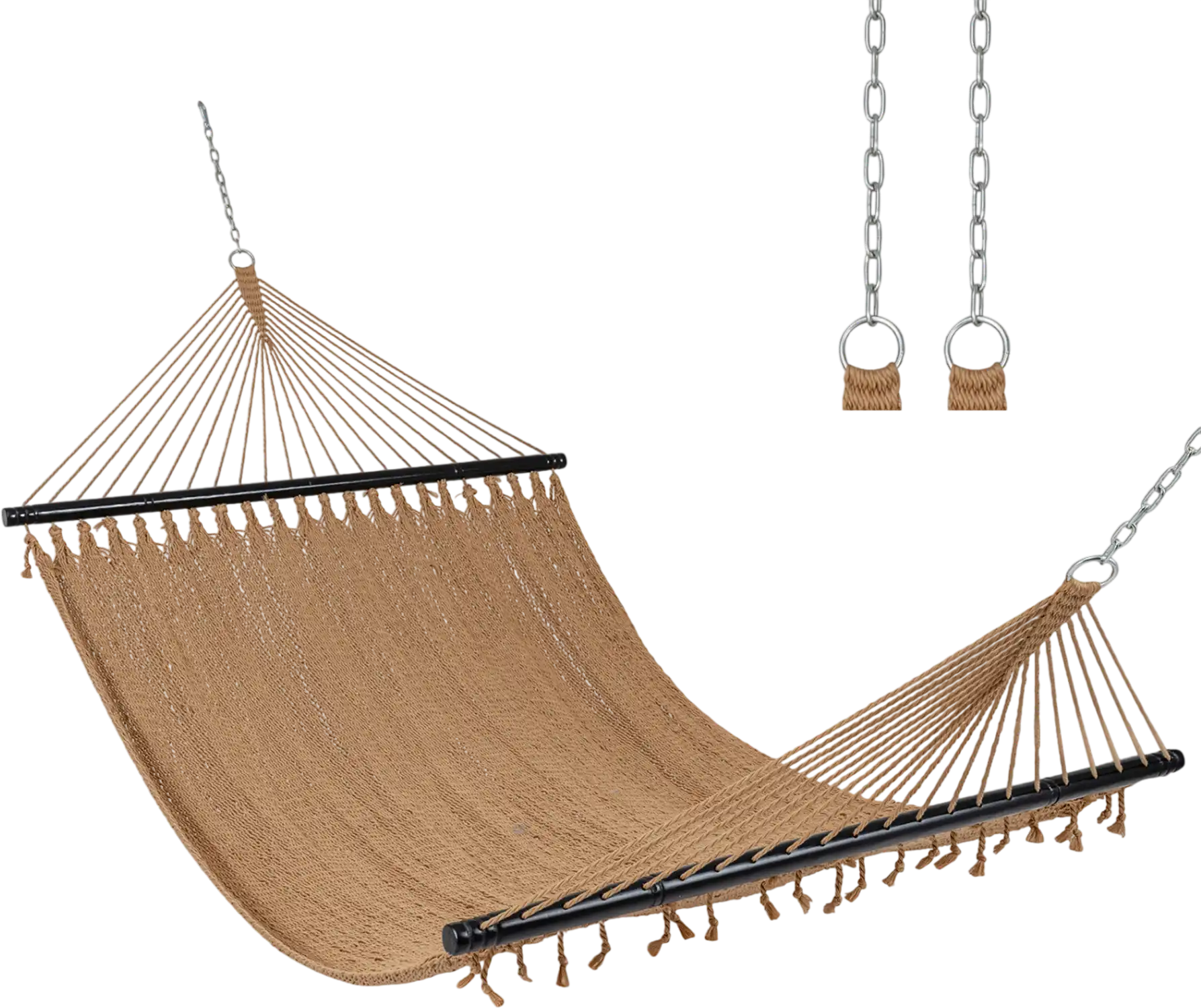 Costway Caribbean Rope Hammock with Spreader Bar Patio Poolside 86562701 New