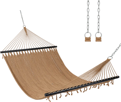 Costway Caribbean Rope Hammock with Spreader Bar Patio Poolside 86562701 New