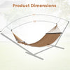 Caribbean hammock dimensions showing 155" length and 55" width, designed for patio or poolside relaxation.