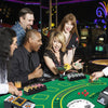 300-piece casino poker chip set with 14-gram chips, card shuffler, and accessories for Texas Holdem and Blackjack.