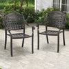 Set of 2 Cast Aluminum Patio Chairs with Armrests-Brown - Gallery View 1 of 8