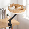 Comfy cat desk bed with removable cushion, mounted design, and breathable PE rattan for indoor cats.
