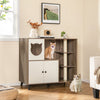 Cat litter box enclosure with scratching posts, featuring a cute cat-shaped hole and spacious design for indoor cats.