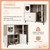 Cat litter box enclosure with sisal scratching posts, natural wood finish, features play and rest areas for indoor cats.