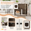 Cat litter box enclosure with sisal scratching posts, spacious tabletop, and cute cat-shaped hole for indoor use.