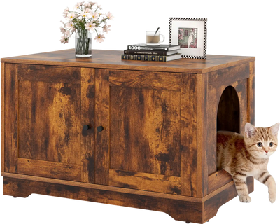 Costway Wooden Cat Litter Box Enclosure Furniture Side End Table Nightstand 47954870 New