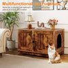 Wooden cat litter box enclosure in brown, serving as a stylish side table with dual doors for easy access and cleaning.