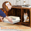 Wooden cat litter box enclosure with double doors, stylish design for privacy and easy cleaning, ideal for indoor use.
