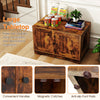 Wooden cat litter box enclosure with spacious tabletop, dual doors, and convenient handles for stylish home.