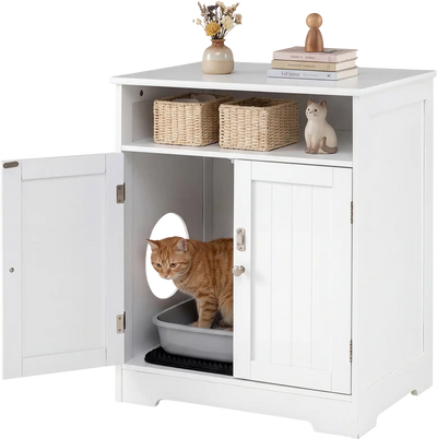 Costway Wooden Hidden Cat Litter Box Enclosure Pet Washroom Furniture 58481362 New