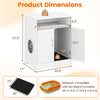 Cat litter box enclosure in white, multifunctional design with open compartment and dual doors for easy access and.