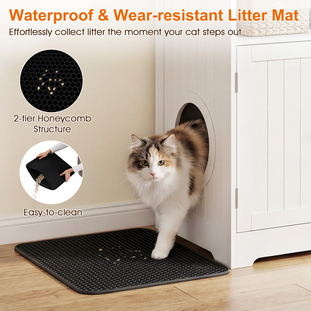 Wear-resistant litter mat with honeycomb structure for trapping stray litter, easy to clean, ideal for cat washrooms.