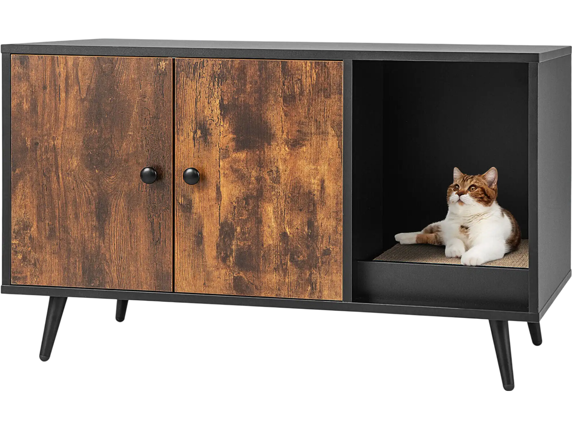 Costway Cat Litter Box Enclosure Double Door Cabinet 31746985 New