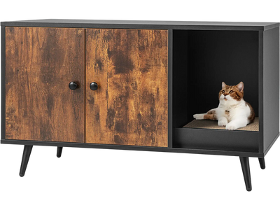 Costway Cat Litter Box Enclosure Double Door Cabinet 31746985 New