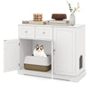Cat litter box enclosure in white featuring a cozy interior with a hidden litter box for discreet use and easy access.