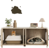 Cat litter box enclosure with rustic barn doors, providing private spaces for 2 cats and serving as a stylish side.