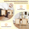 Cat litter box enclosure with double rooms, 2 sisal scratching mats, and natural wood finish for stylish pet care.