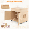 Cat litter box enclosure in natural finish with sisal scratching doors and storage drawer, ideal for reducing litter.