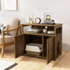 Cat litter box enclosure featuring a rustic design, magnetic door catch, and convenient side entry for easy feline.
