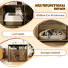 Cat litter box enclosure with double barn doors, side entry, and storage shelf for tidy, odor-free spaces.