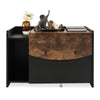 Cat litter box enclosure in black with a pull-out drawer, flip door, and large tabletop for versatile use.