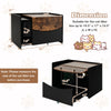 Cat litter box enclosure in black with pull-out drawer, flip door, and large tabletop for versatile use and easy.