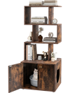 Rustic brown cat litter box enclosure with a hidden washroom, three air vents, and a wide top for decorative items.
