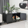Patented 2-Door Cat Litter Box Enclosure with Winding Entry and Scratching Board-Black - Gallery View 1 of 10
