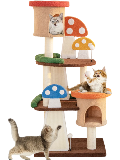 Costway 4-In-1 Cat Tree 2 Condos Platforms Multicolor 98613475 New