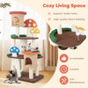 Cozy multicolor cat tree with a playful mushroom design and durable teddy fabric, perfect for indoor lounging and.