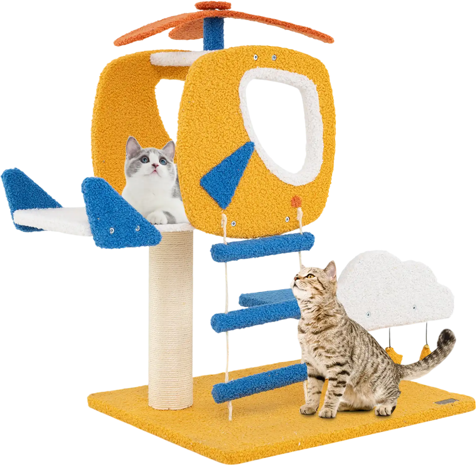 Costway Small Aviation-Themed Cat Tree Tower Helicopter Top Perch Yellow 29874163 New