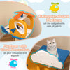 Helicopter-shaped cat tree platform in yellow with cloud decoration, designed for indoor feline exploration and comfort.