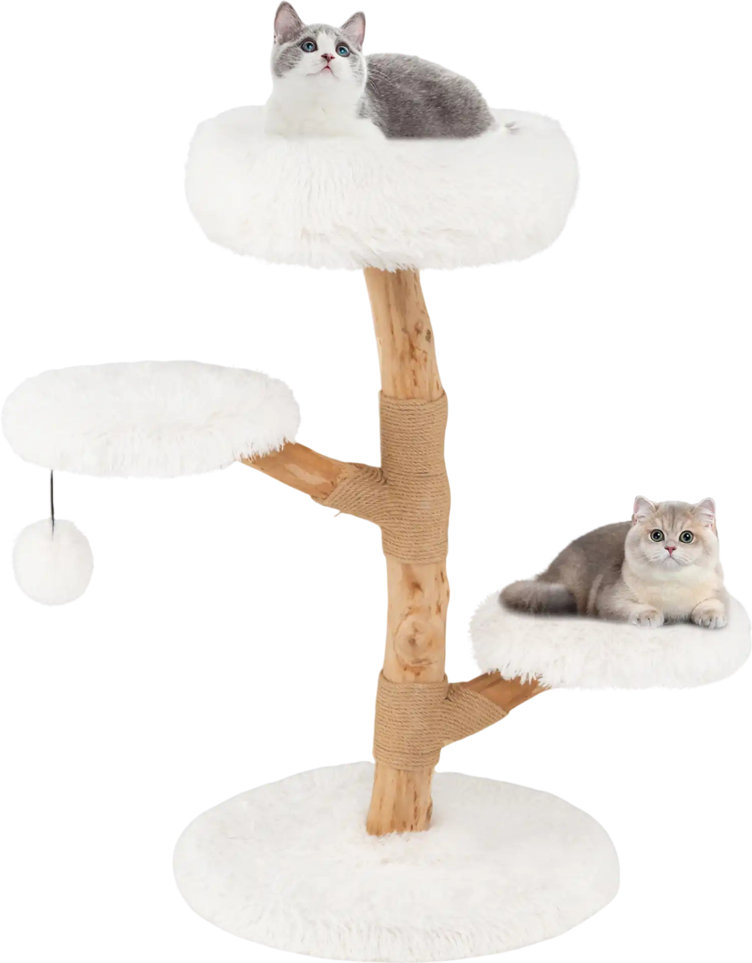 Costway Cat Tree Condo Perch Jute Scratching Posts Solid Pear Wood 63905187 New