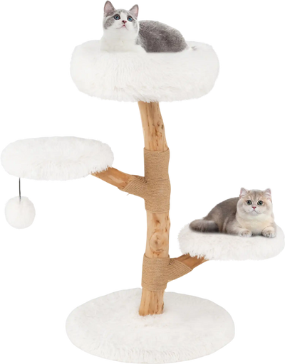 Costway Solid Pear Wood Cat Tree Perch Jute Scratching Posts 63905187 New