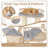 Plush top perch and platform with detachable cushions, designed for indoor kittens to rest and play safely.