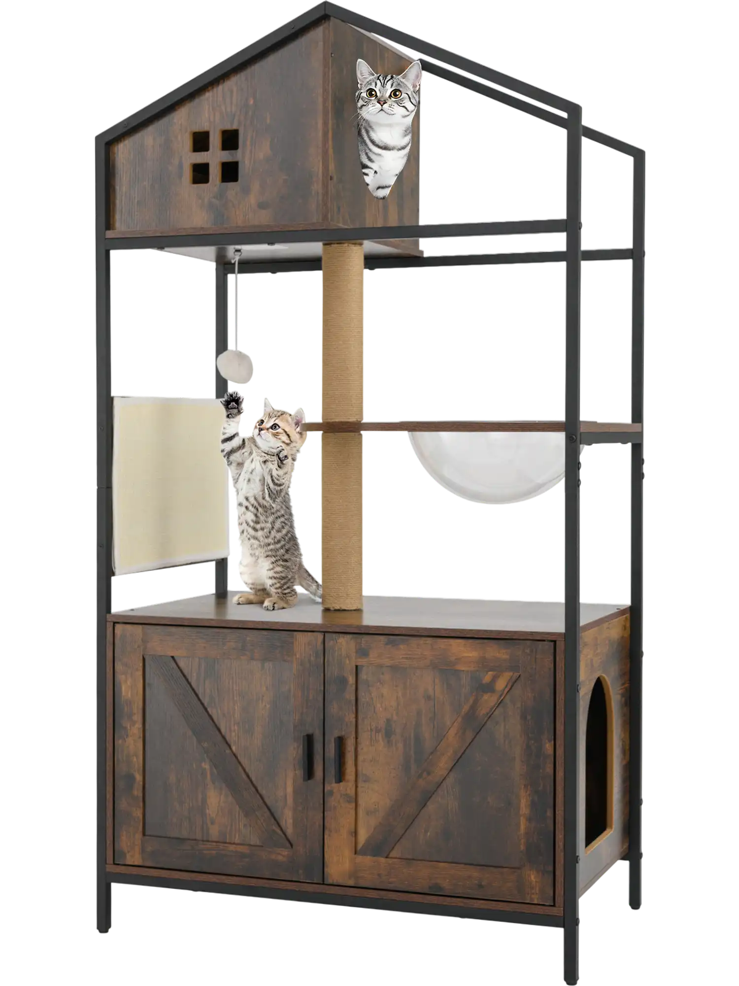Costway Industrial Cat Tree Tower Condo Litter Box Enclosure 547193682 New