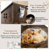 Chic cat tree with litter box enclosure, rustic brown finish, mini window, and removable padded cushion for indoor cats.
