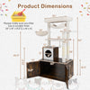 Cat tree with litter box enclosure in rustic brown, featuring a padded top perch and multiple levels for indoor cats.